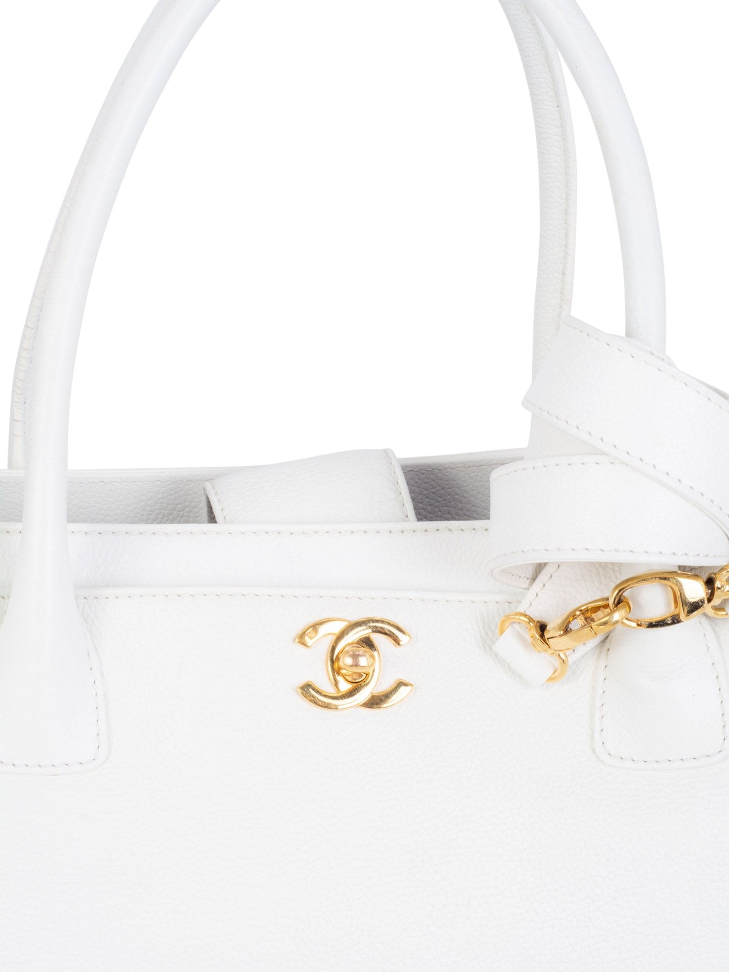 Chanel Caviar Leather Cerf Executive Shopper Tote White