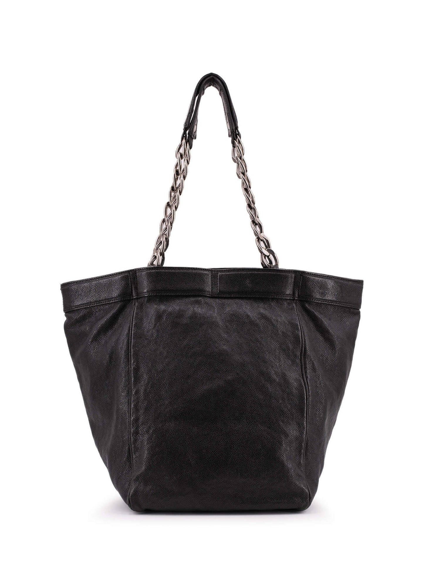 Chanel Caviar Leather Large CC Logo Shopper Bag Black