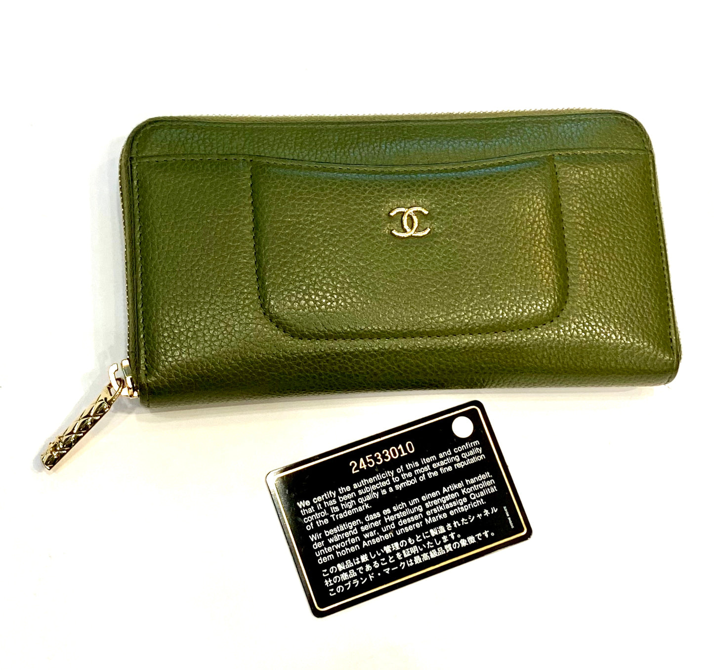 CHANEL CAVIAR LEATHER CONTINENTAL ZIP AROUND WALLET