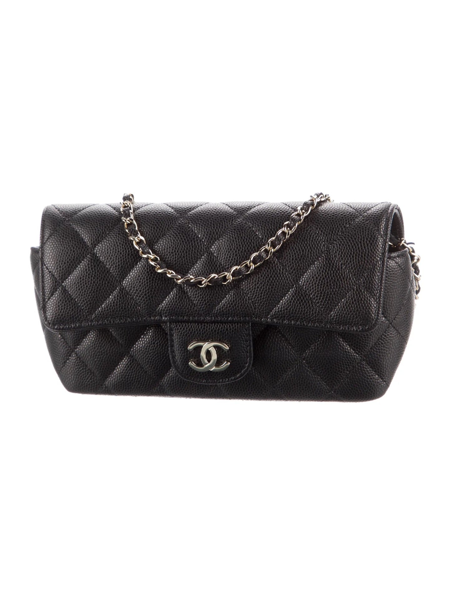 CHANEL CAVIAR QUILTED GLASSES CELL PHONE CASE WITH CHAIN
