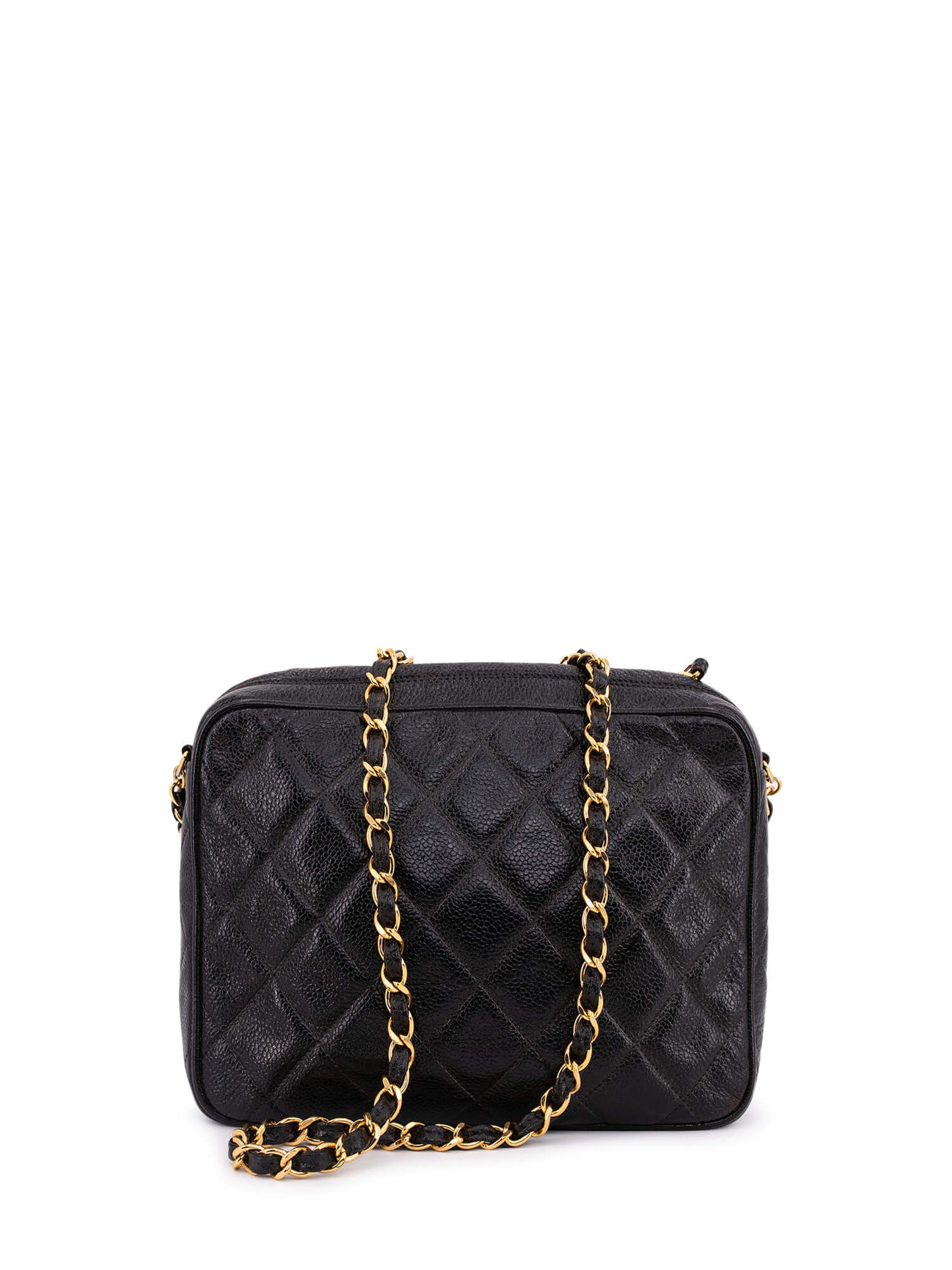 Chanel Caviar Quilted Leather CC Logo Messenger Bag Black