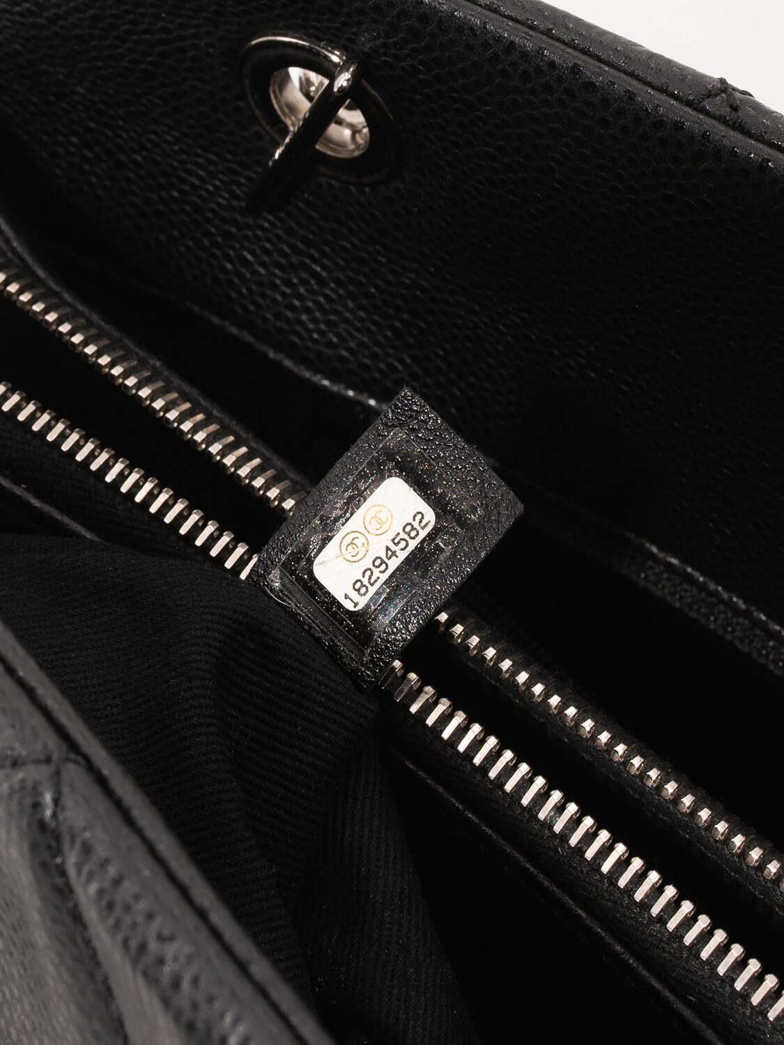 Chanel Caviar Quilted Leather CC Logo Shopper Bag Black