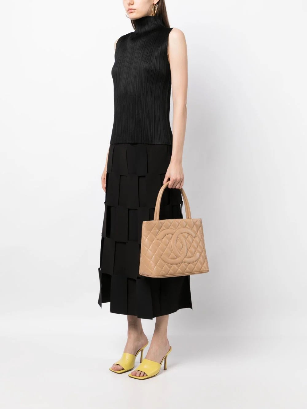 CHANEL CAVIAR QUILTED LEATHER MEDALLION TOTE BAG