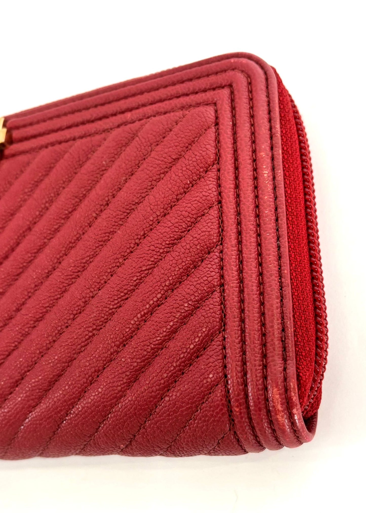 CHANEL CHEVRON QUILTED LAMBSKIN LEATHER BOY YEN WALLET