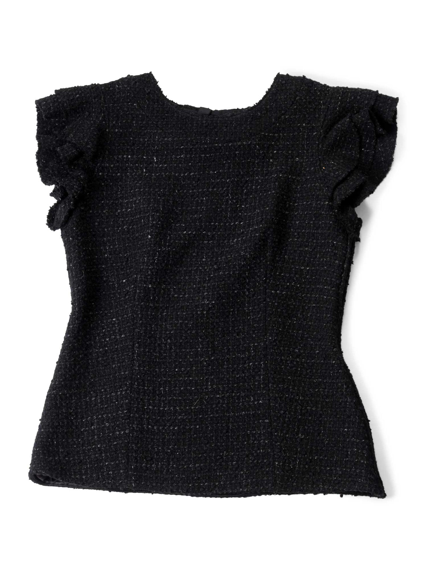 Chanel Fantasy Tweed Ruffle Top Black