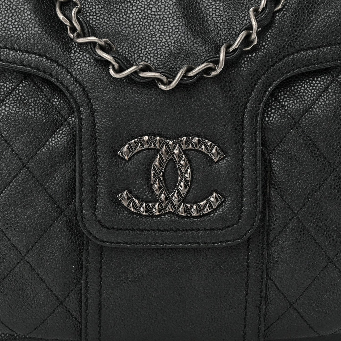 CHANEL GLAZED CAVIAR COCO RIDER FLAP BAG