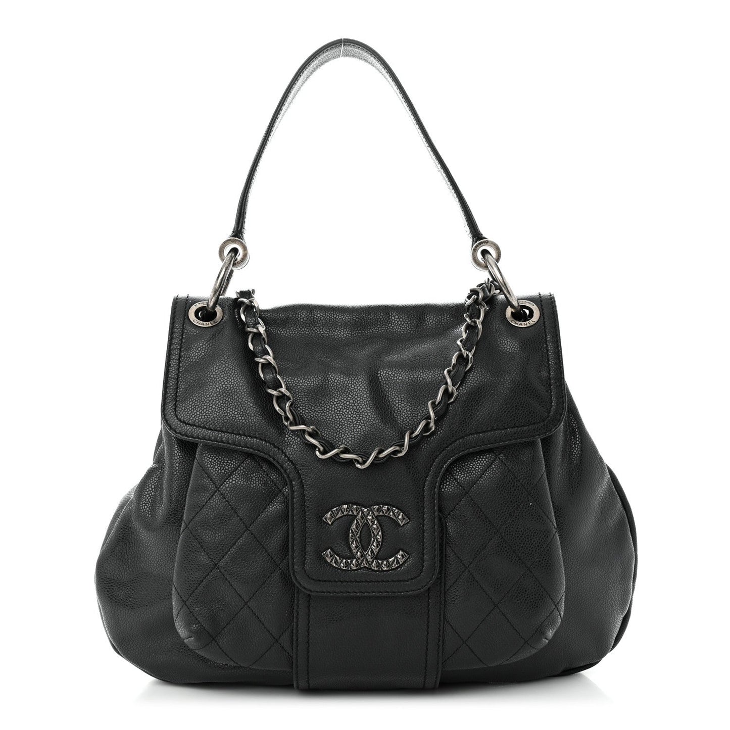 CHANEL GLAZED CAVIAR COCO RIDER FLAP BAG