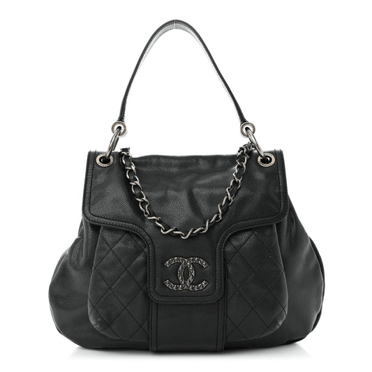 CHANEL GLAZED CAVIAR COCO RIDER FLAP BAG