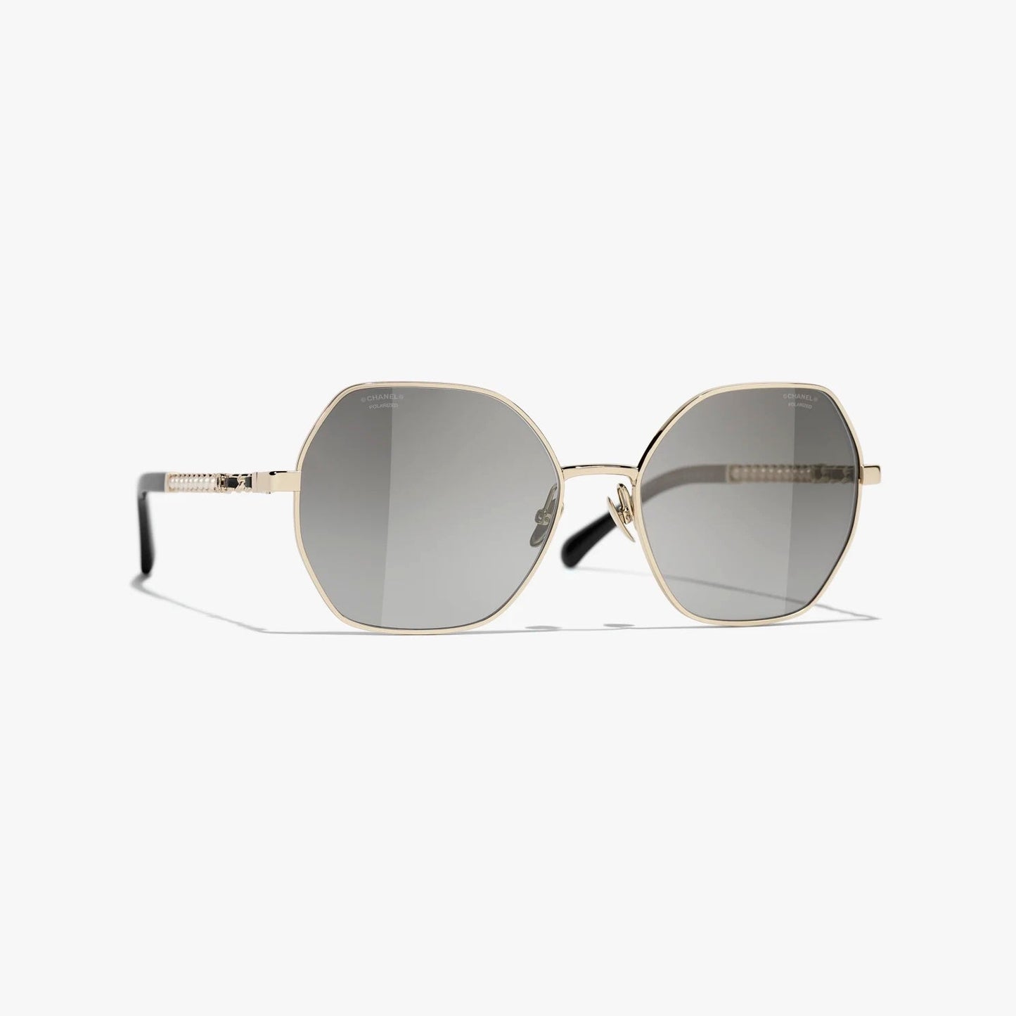 CHANEL GOLD & BLACK SQUARE SUNGLASSES