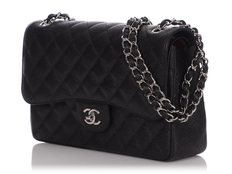 CHANEL CAVIAR QUILTED JUMBO DOUBLE FLAP CLASSIC SHOULDER BAG