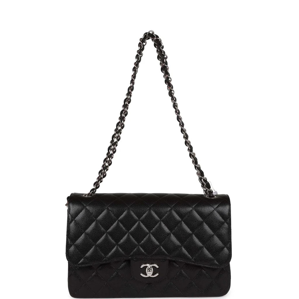 CHANEL CAVIAR QUILTED JUMBO DOUBLE FLAP CLASSIC SHOULDER BAG