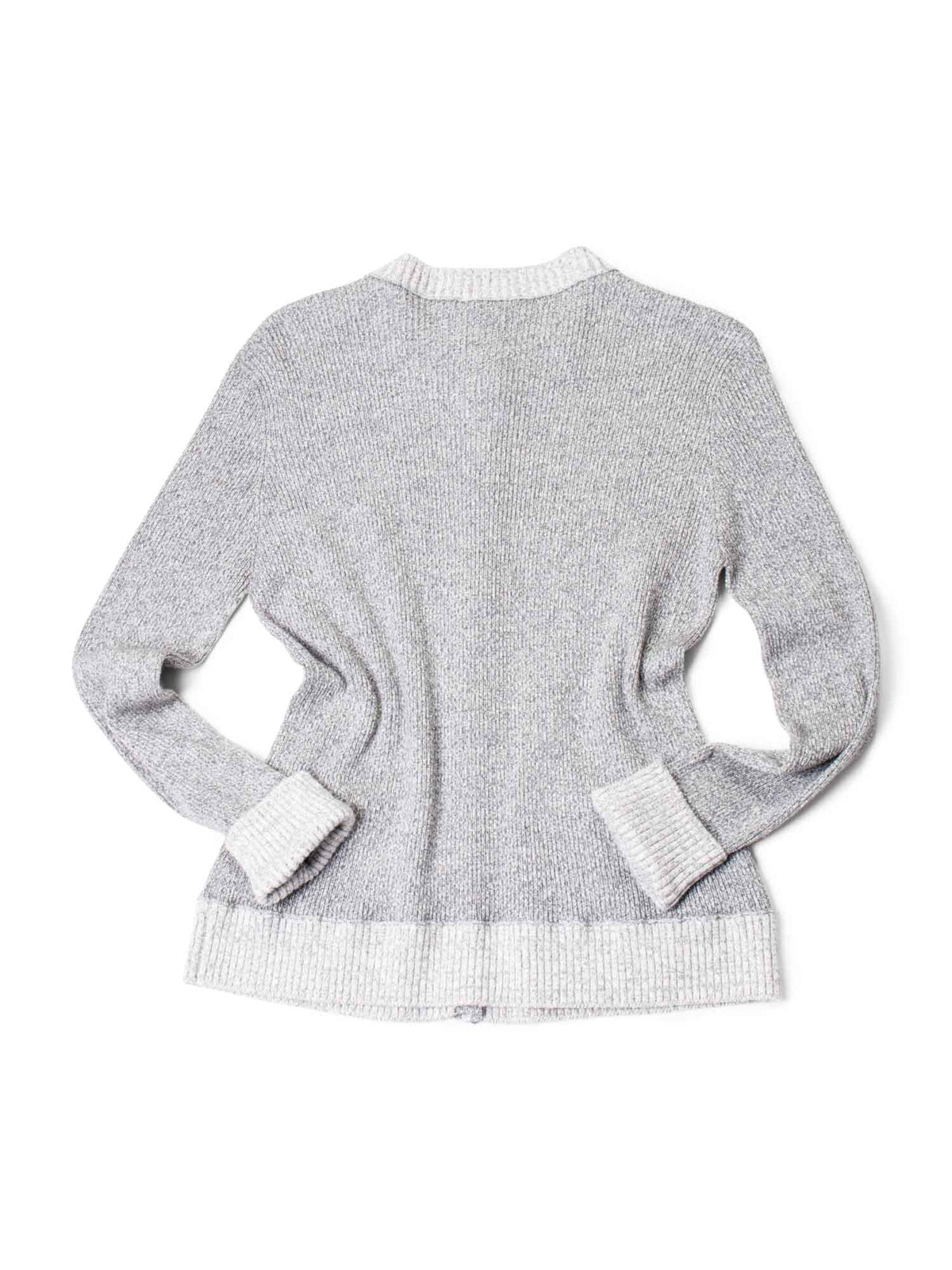 Chanel Knit CC Logo Fringe Sparkly Cardigan Grey