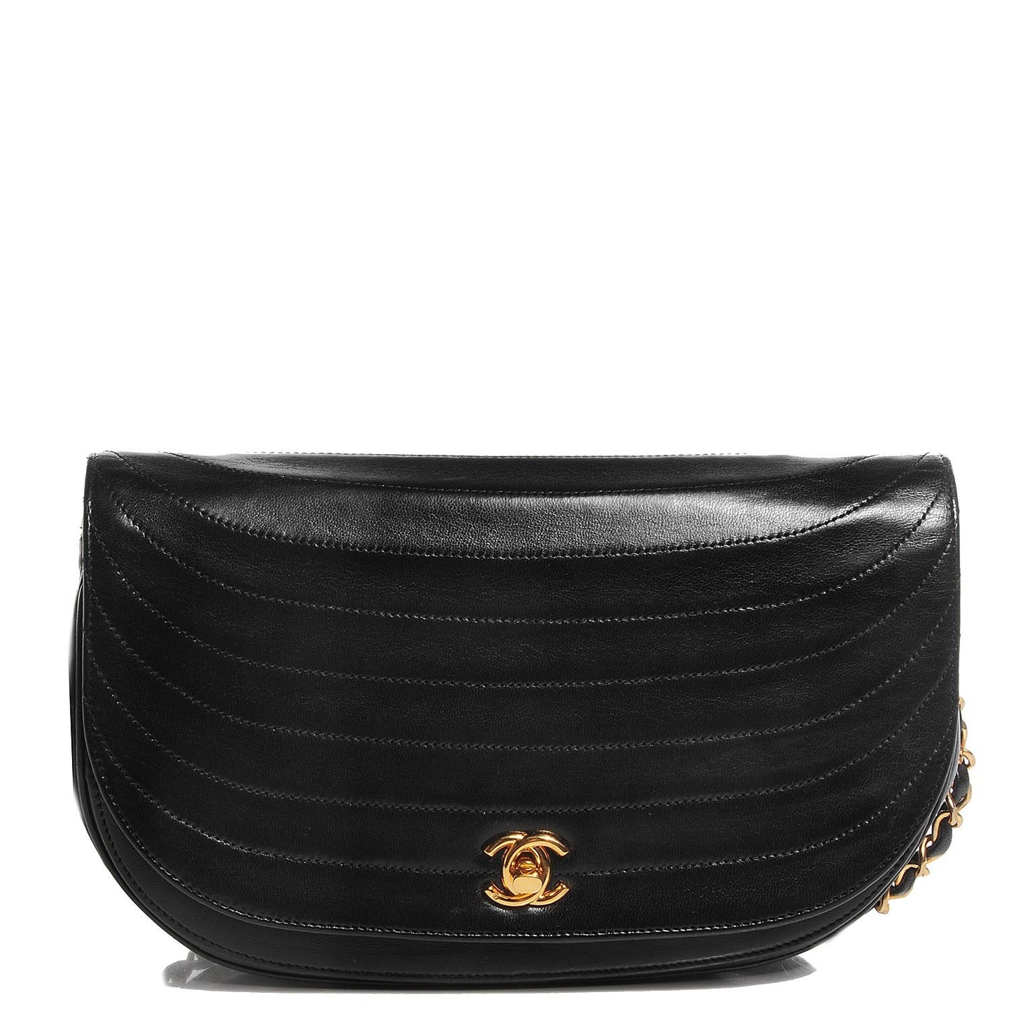 CHANEL LAMBSKIN LEATHER HALF MOON SHOULDER BAG