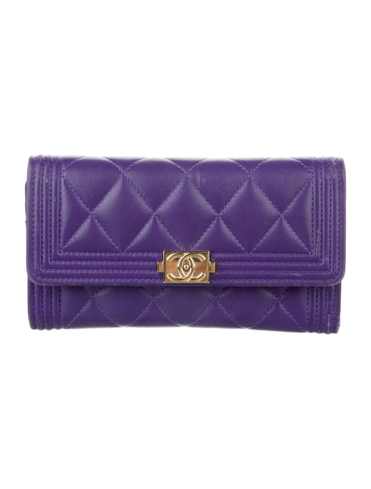 CHANEL QUILTED LAMBSKIN LEATHER LE BOY WALLET