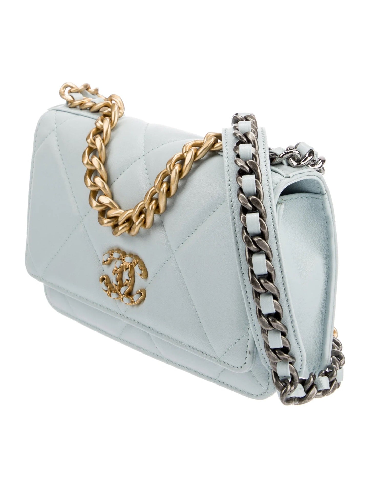CHANEL QUILTED LAMBSKIN CHANEL 19 WALLET ON A CHAIN