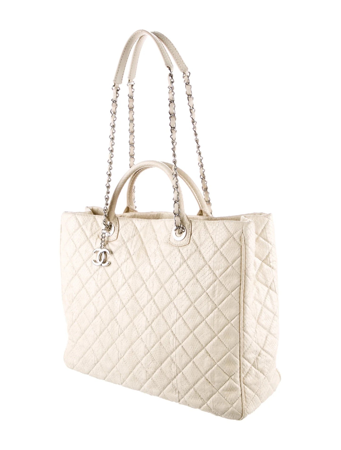CHANEL SHIVA LEATHER SNAKESKIN LARGE TOTE BAG