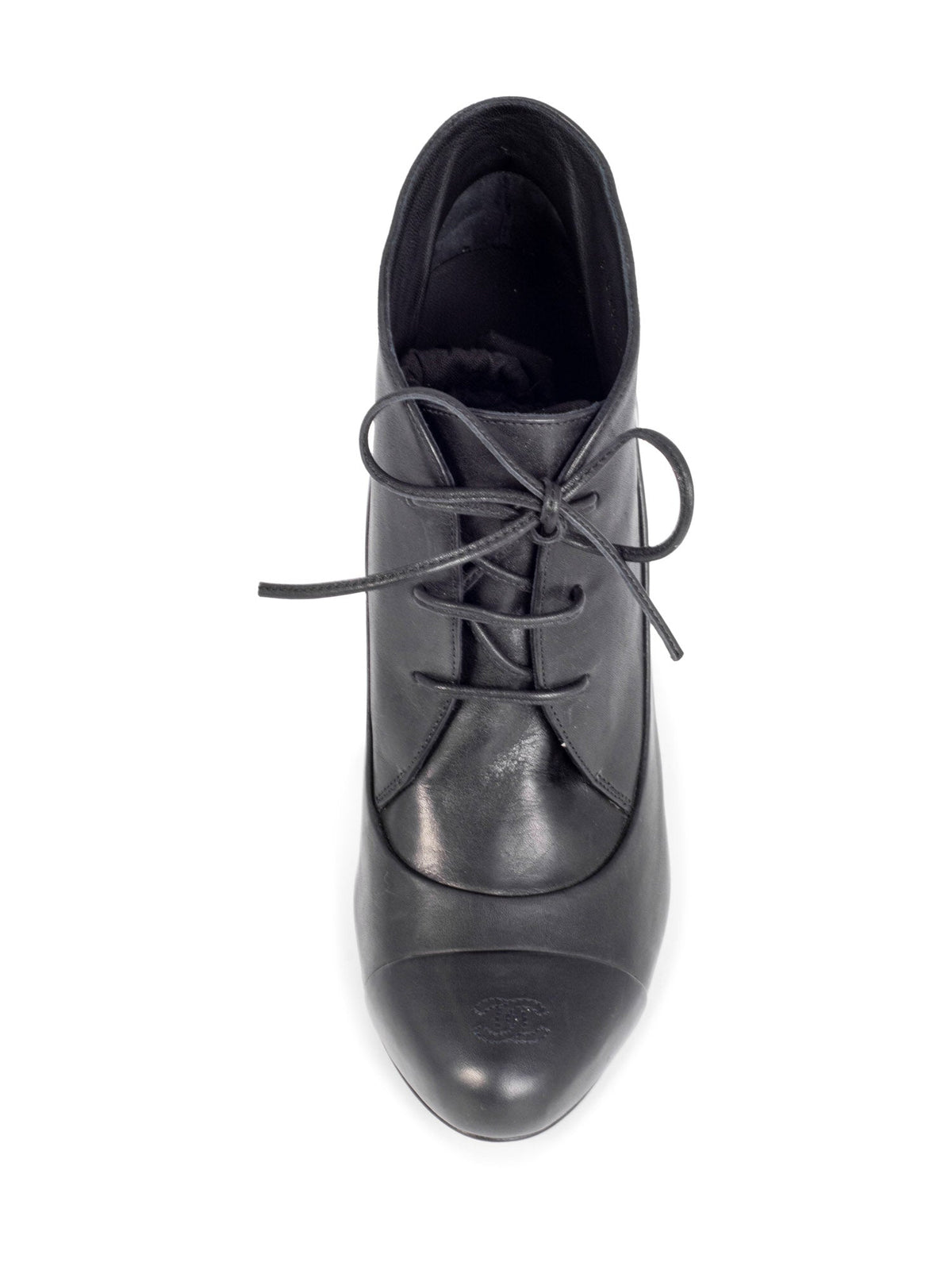Chanel Leather CC Logo Platform Ankle Booties Black
