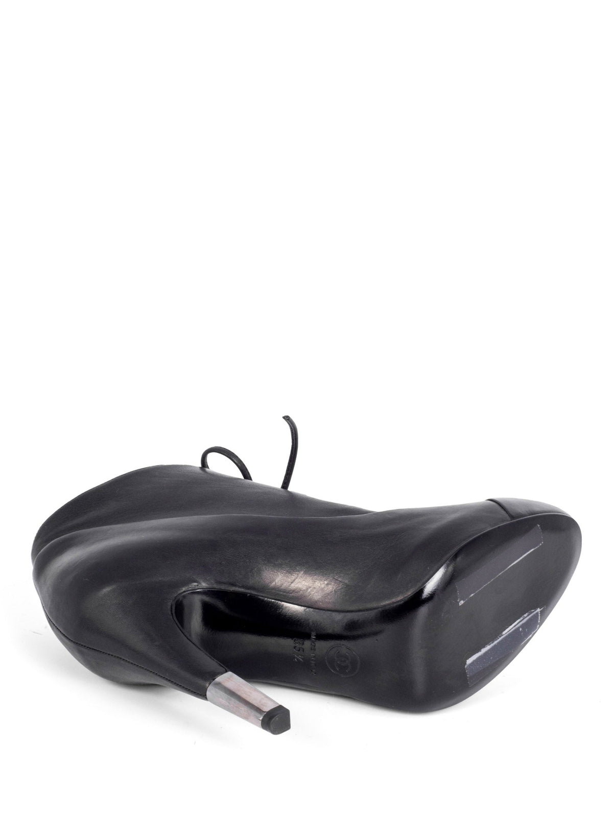Chanel Leather CC Logo Platform Ankle Booties Black