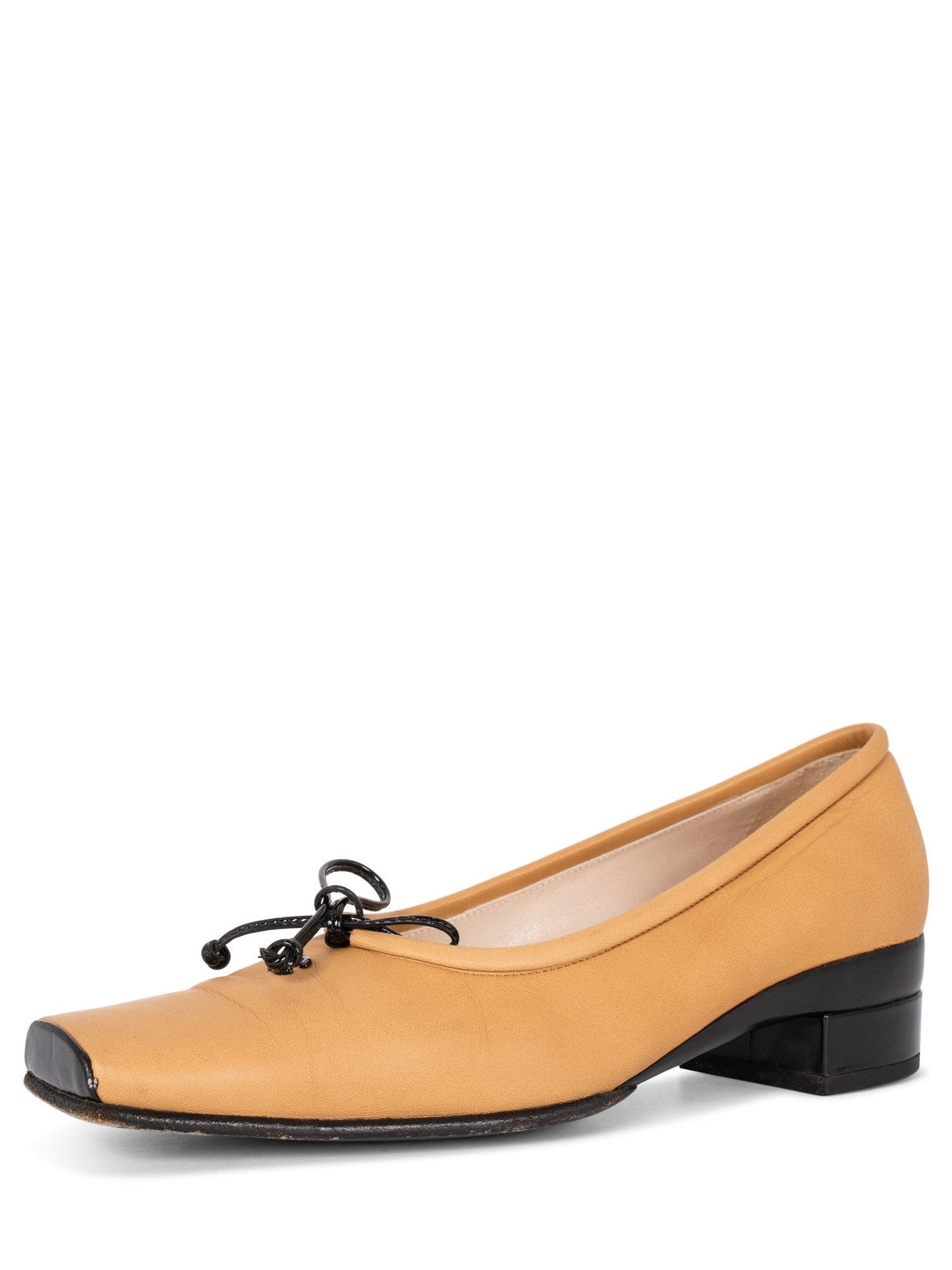 Chanel Leather CC Logo Square Toe Shoes Beige