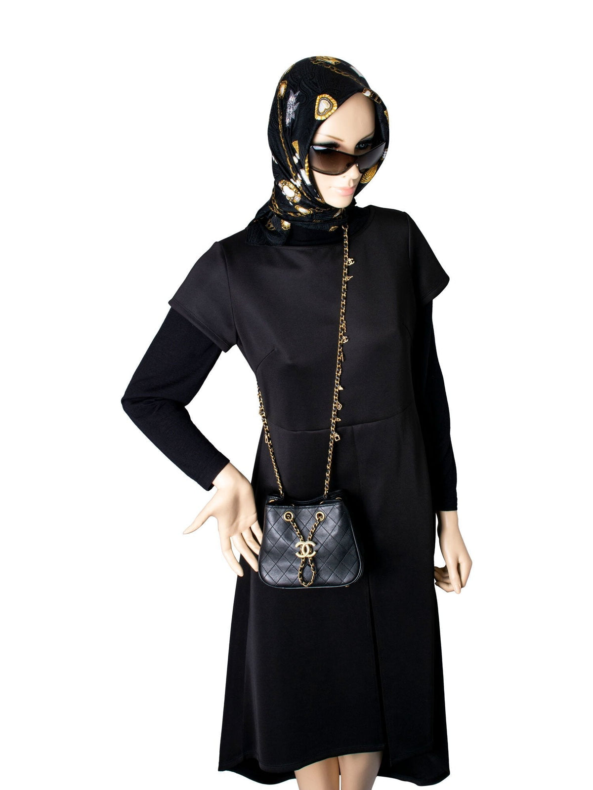 Chanel Leather Small Egyptian Amulet Drawstring Bucket Bag Black