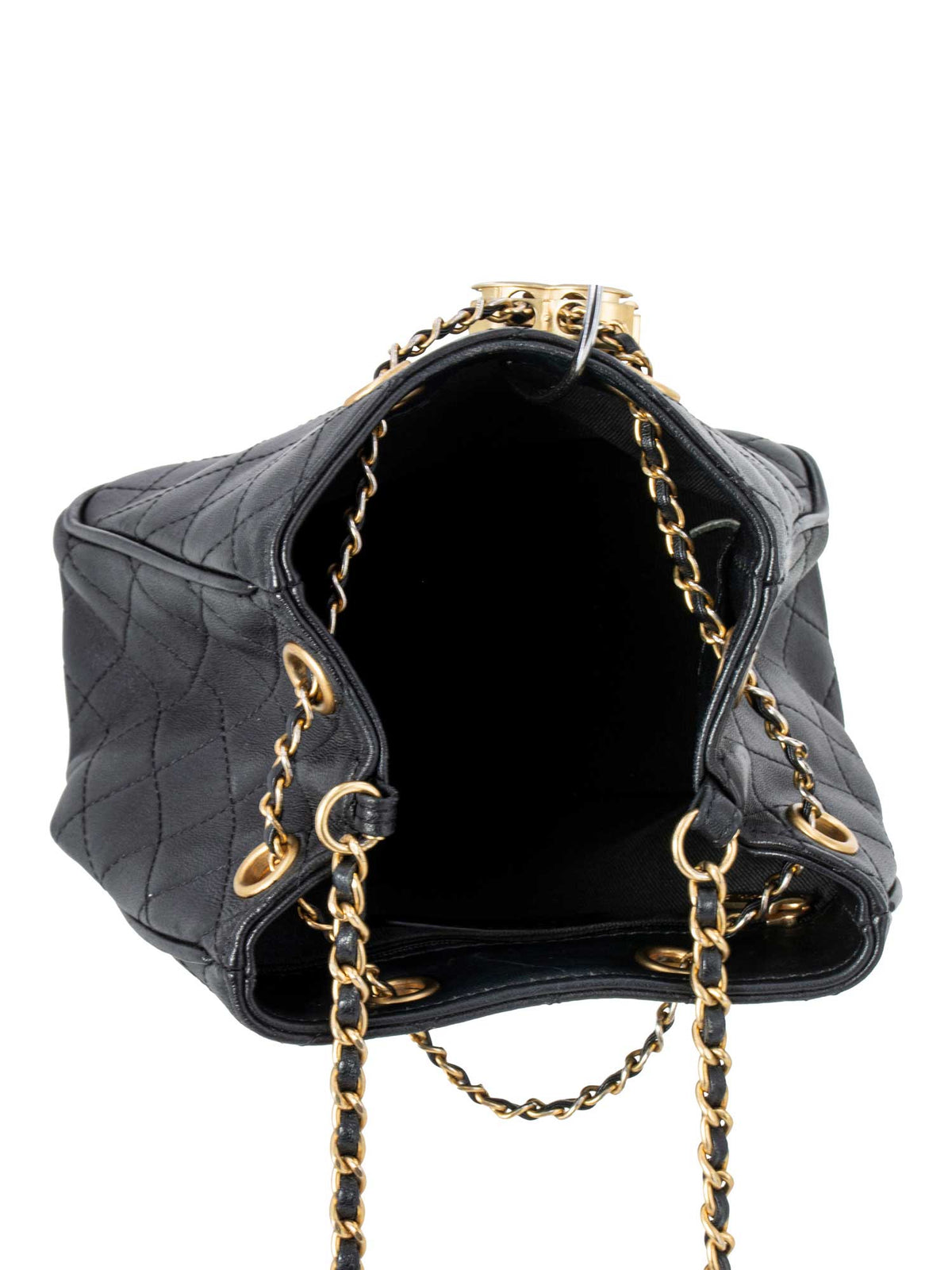 Chanel Leather Small Egyptian Amulet Drawstring Bucket Bag Black