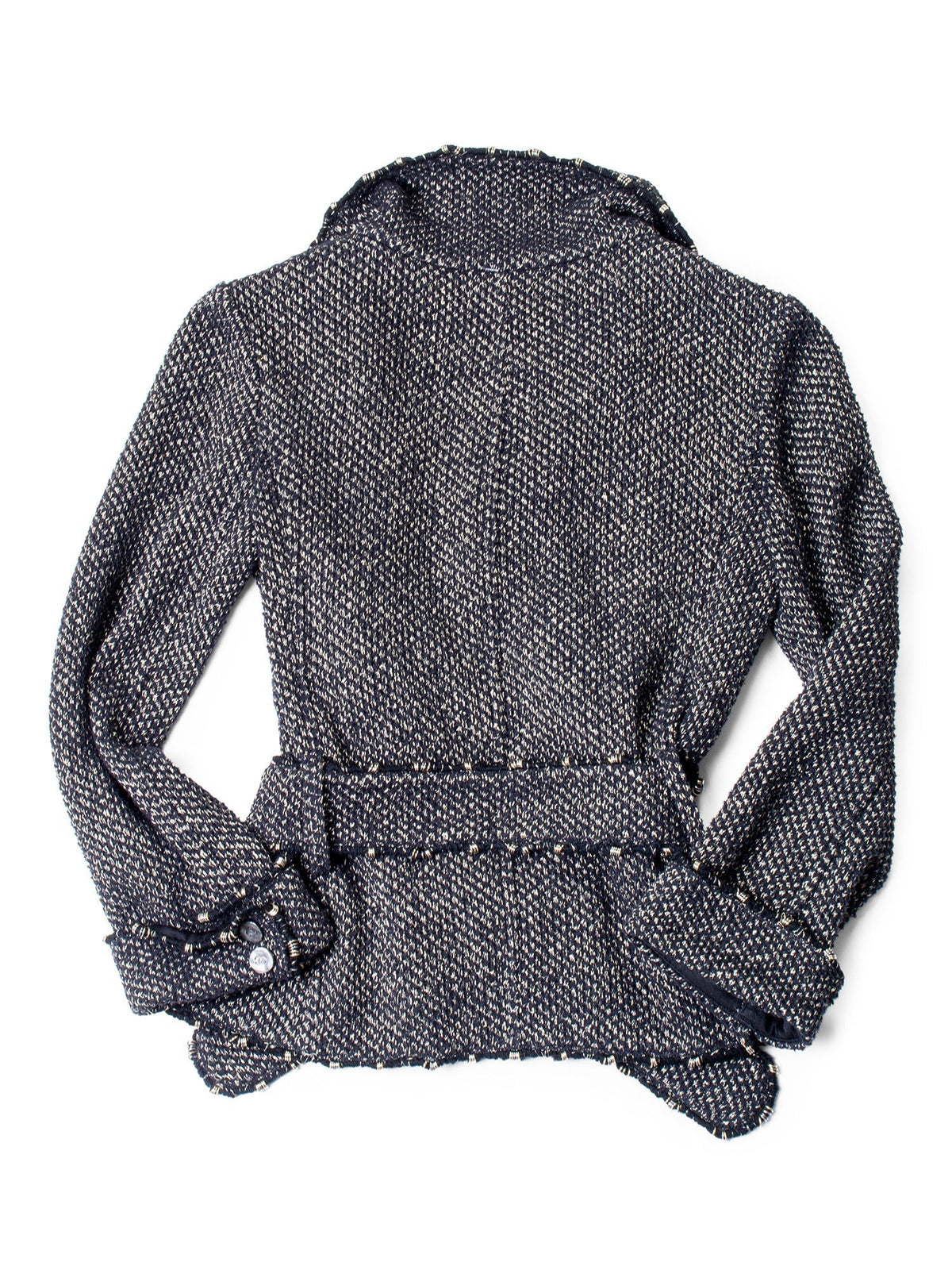Chanel Lesage Tweed Fringe Fitted Belted Jacket Gold Black