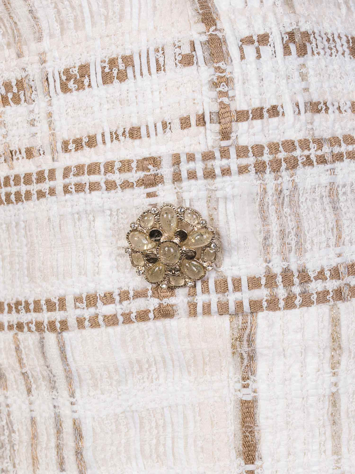 Chanel Lesage Tweed Gripoix Fitted Jacket White