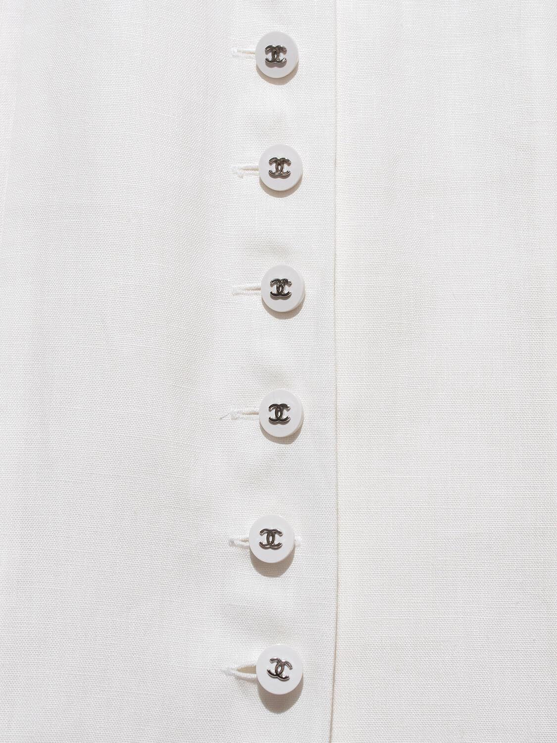 Chanel Linen Button Down Dress White