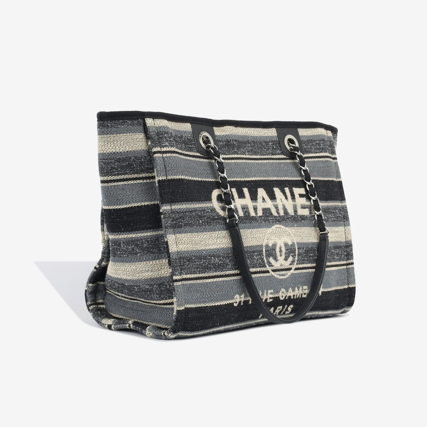 CHANEL MEDIUM DEAUVILLE STRIPE SHOPPING TOTE-HS