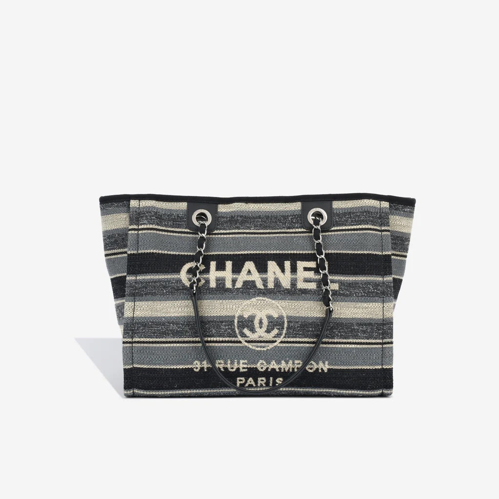 CHANEL MEDIUM DEAUVILLE STRIPE SHOPPING TOTE-HS