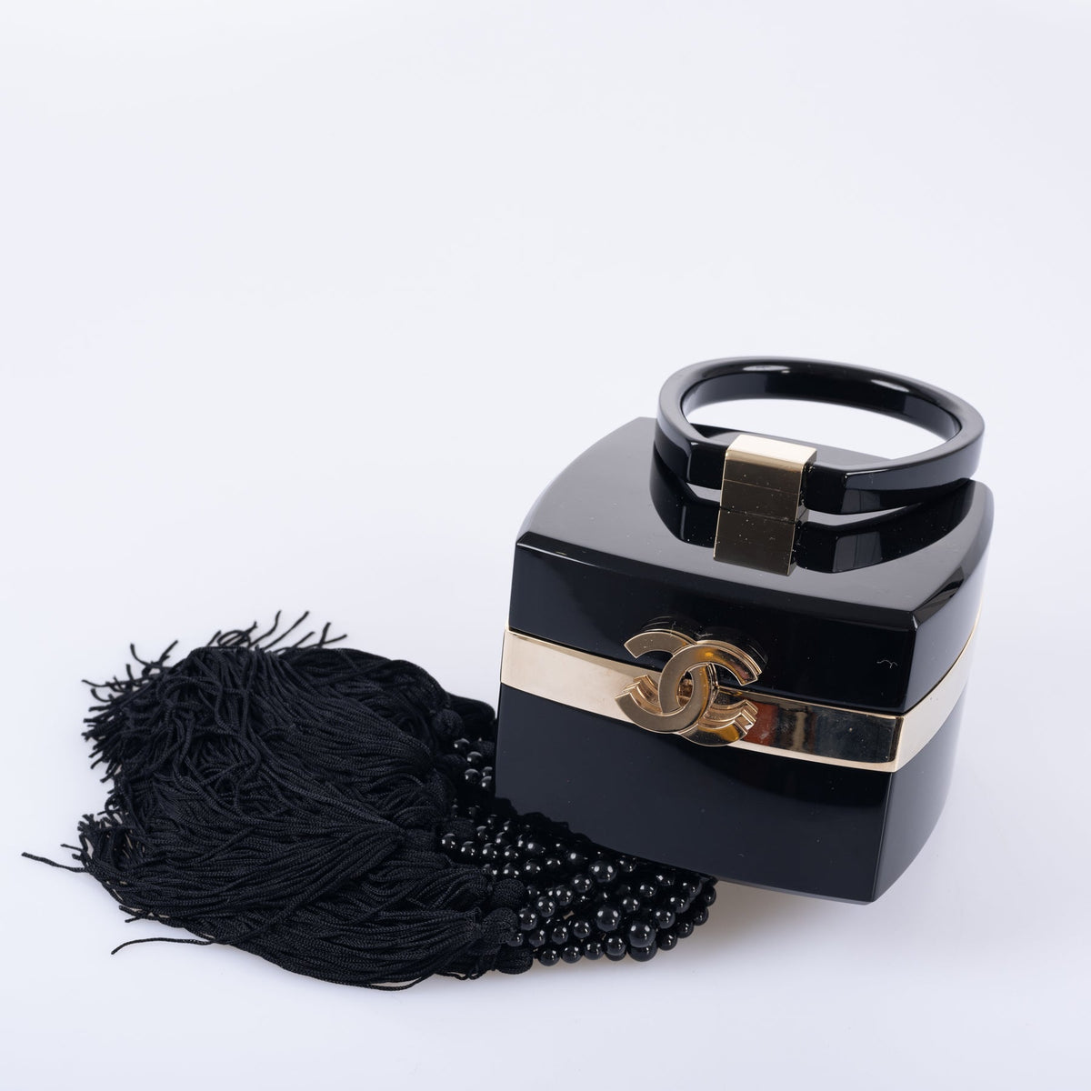 CHANEL Minaudière Trunk Vanity Black Lucite Gold Hardware