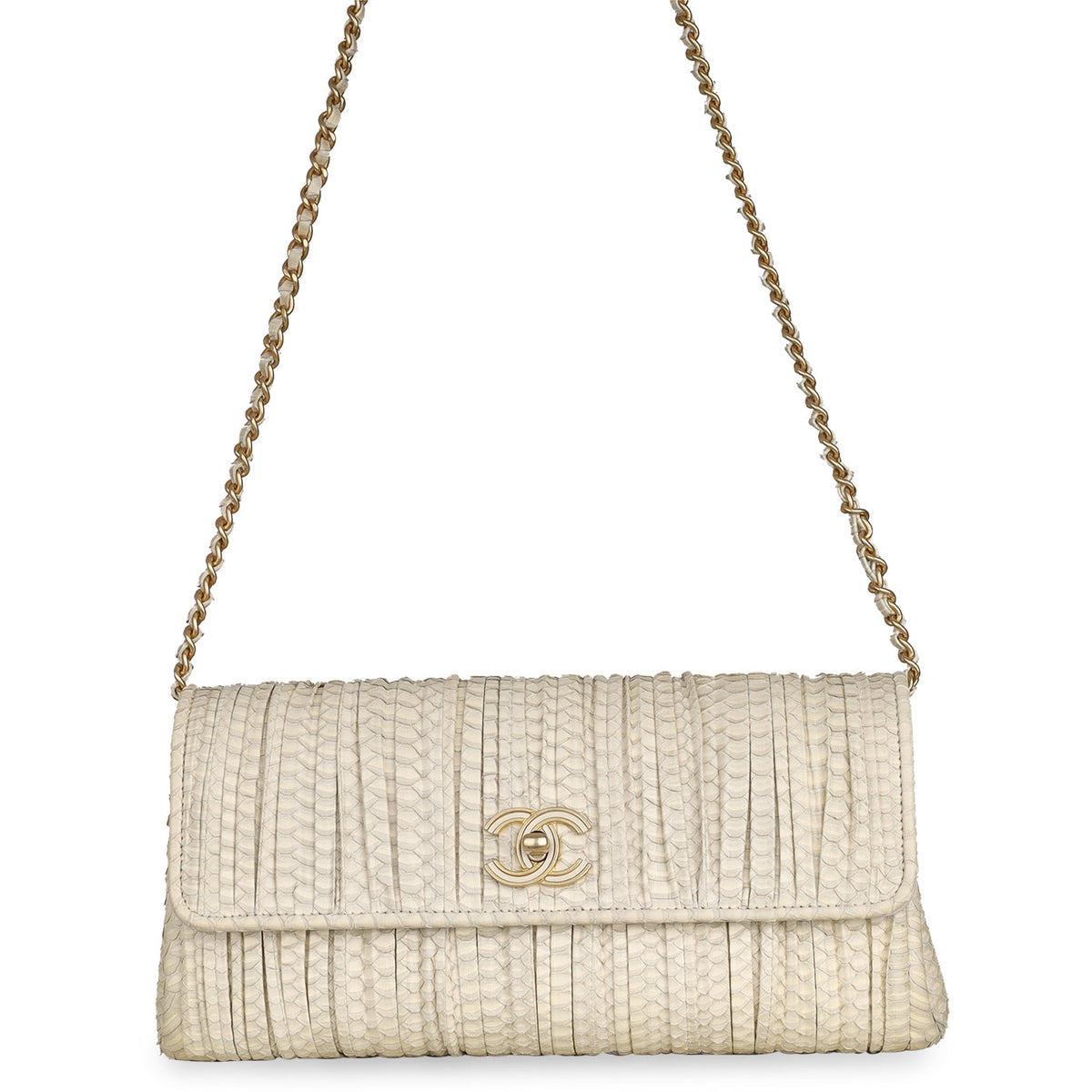 Python Pleated Flap Bag