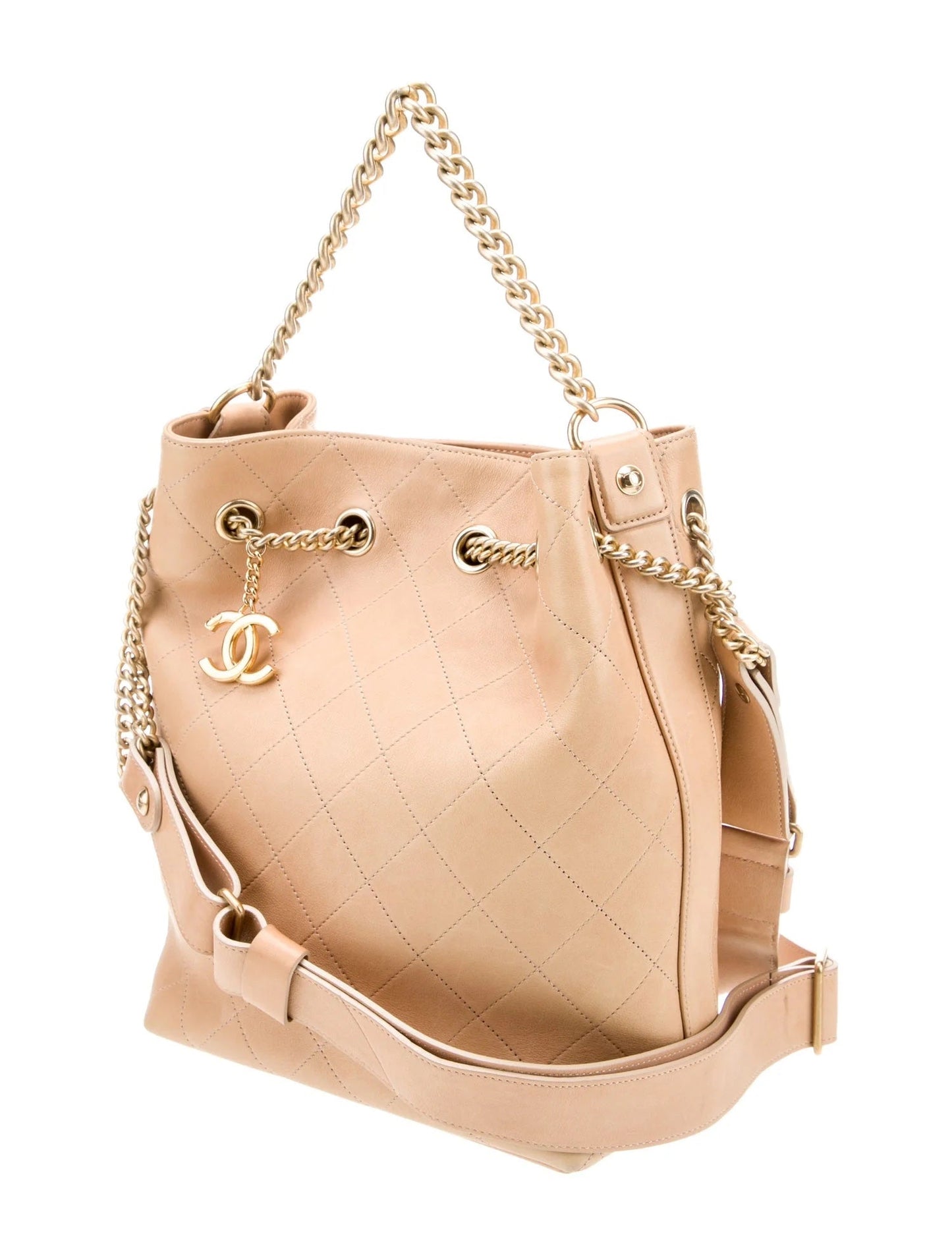 CHANEL PARIS ROME ON MY SHOULDER QUILTED CALFSKIN BUCKET BAG