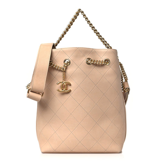 CHANEL PARIS ROME ON MY SHOULDER QUILTED CALFSKIN BUCKET BAG