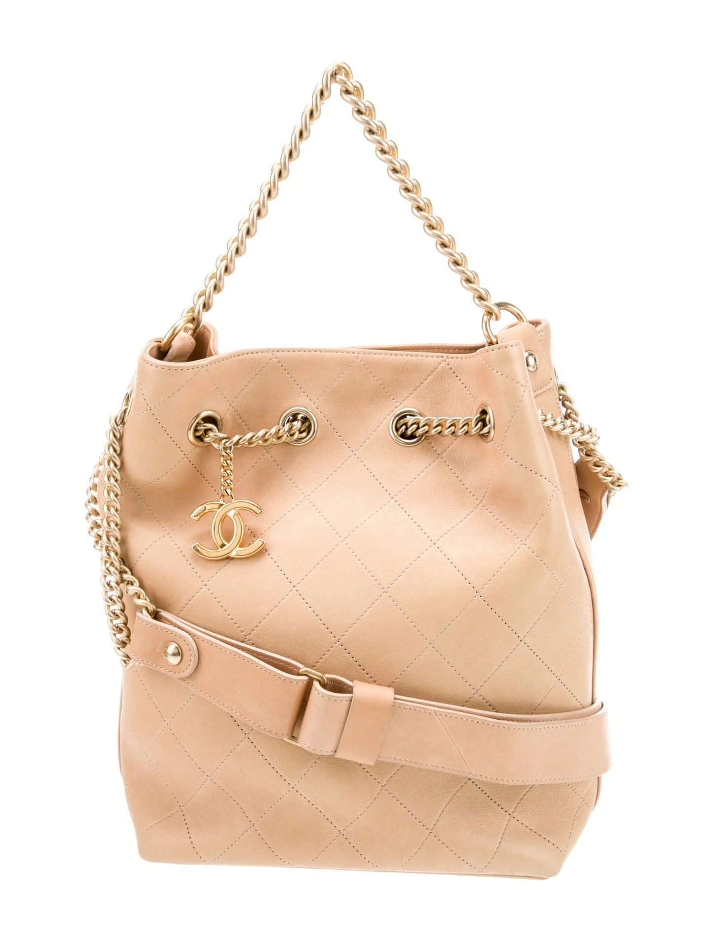 CHANEL PARIS ROME ON MY SHOULDER QUILTED CALFSKIN BUCKET BAG