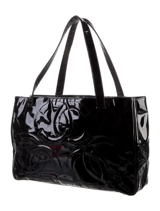 CHANEL PATENT LEATHER TRIPLE CC TOTE BAG