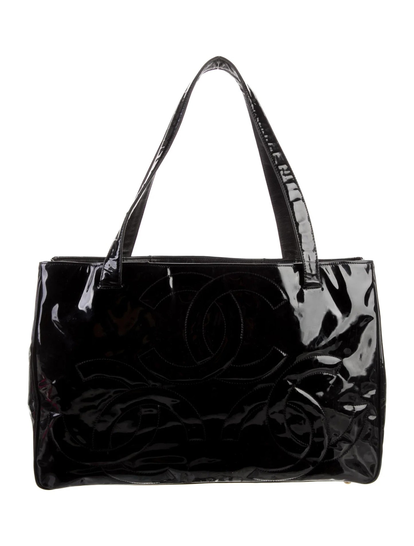 CHANEL PATENT LEATHER TRIPLE CC TOTE BAG
