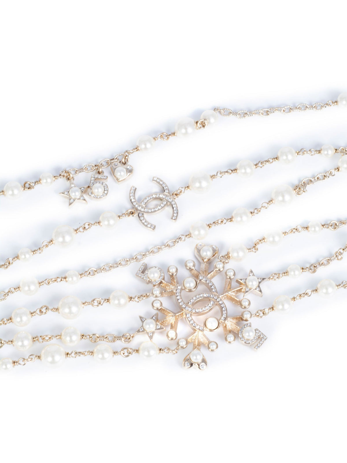 Chanel Pearl Crystal CC Logo Long Necklace Gold