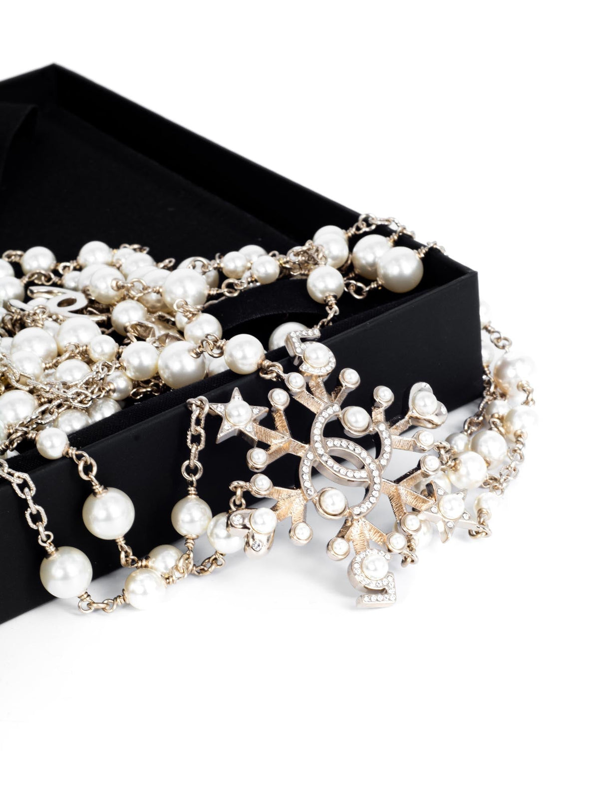 Chanel Pearl Crystal CC Logo Long Necklace Gold