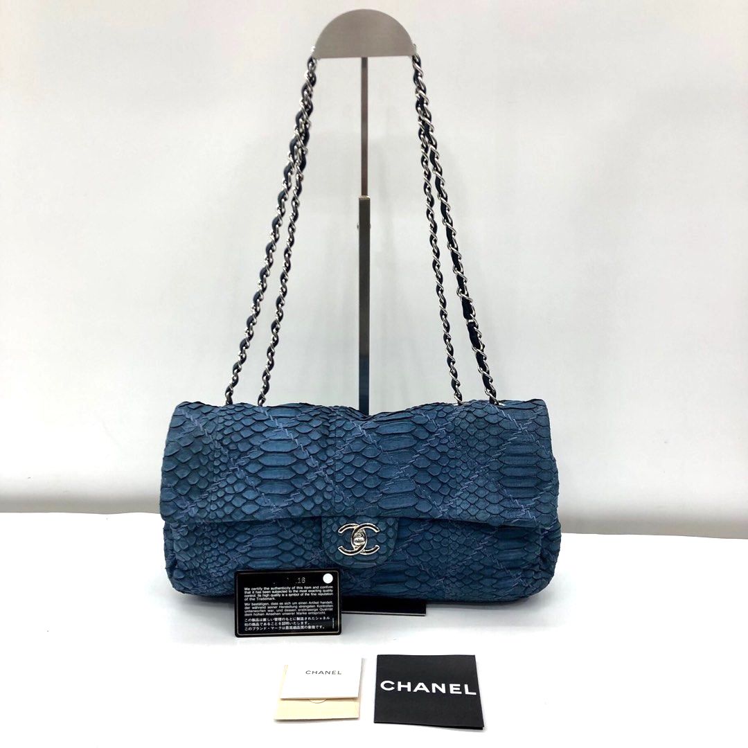 CHANEL ULTRA STITCH PYTHON FLAP SHOULDER BAG-HS