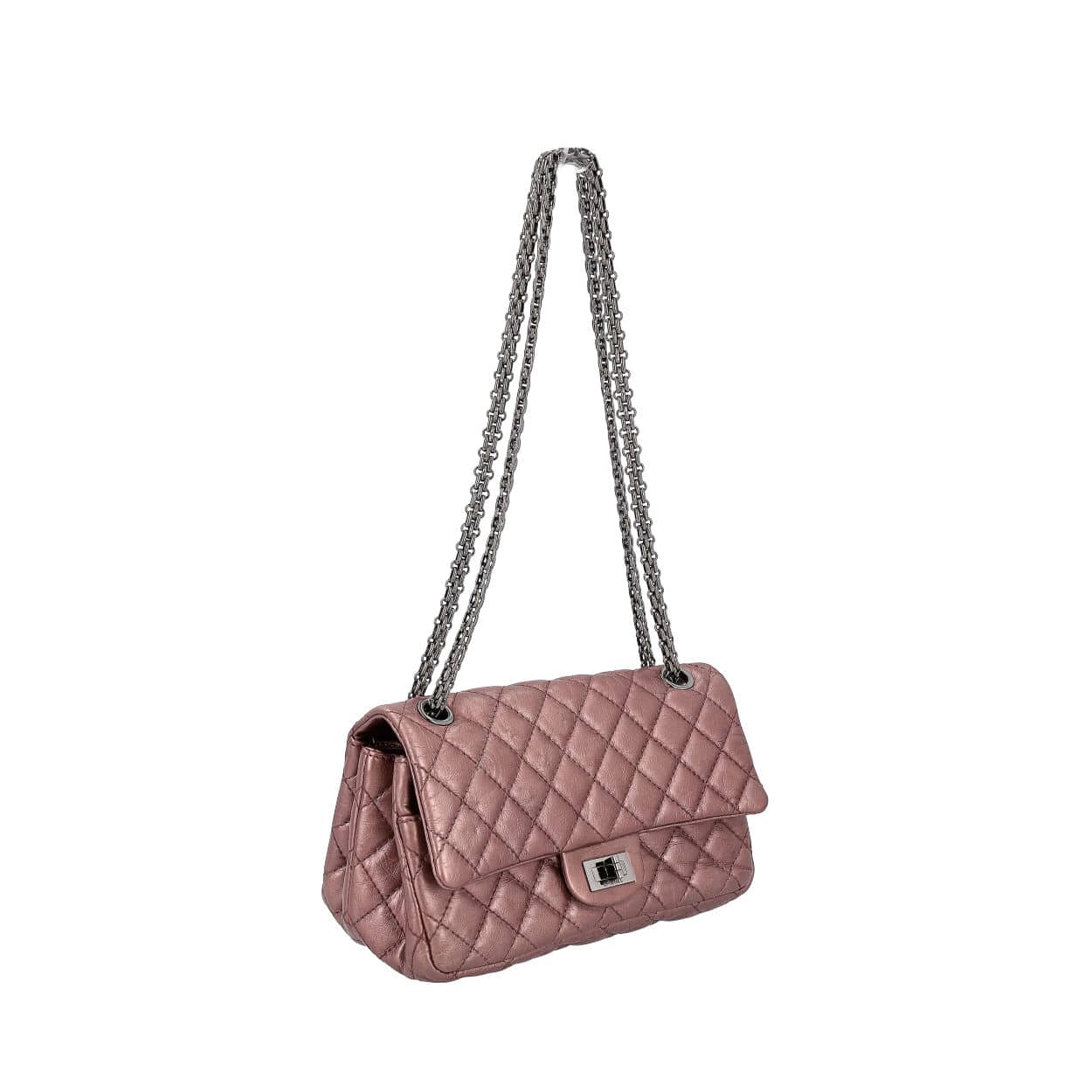 CHANEL Quilted Aged Reissue Double Compartments Shoulder Bag Rose Ash