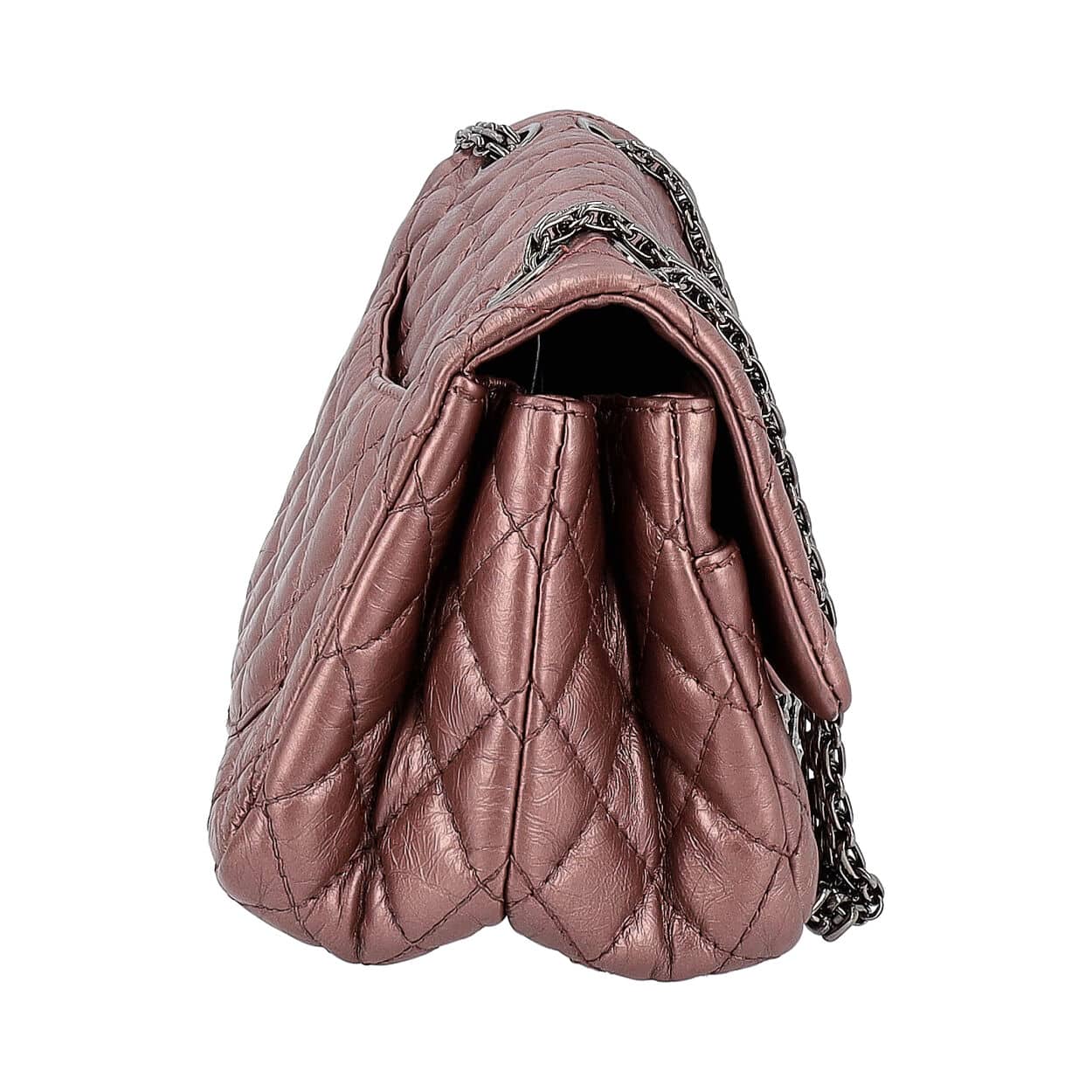 CHANEL Quilted Aged Reissue Double Compartments Shoulder Bag Rose Ash