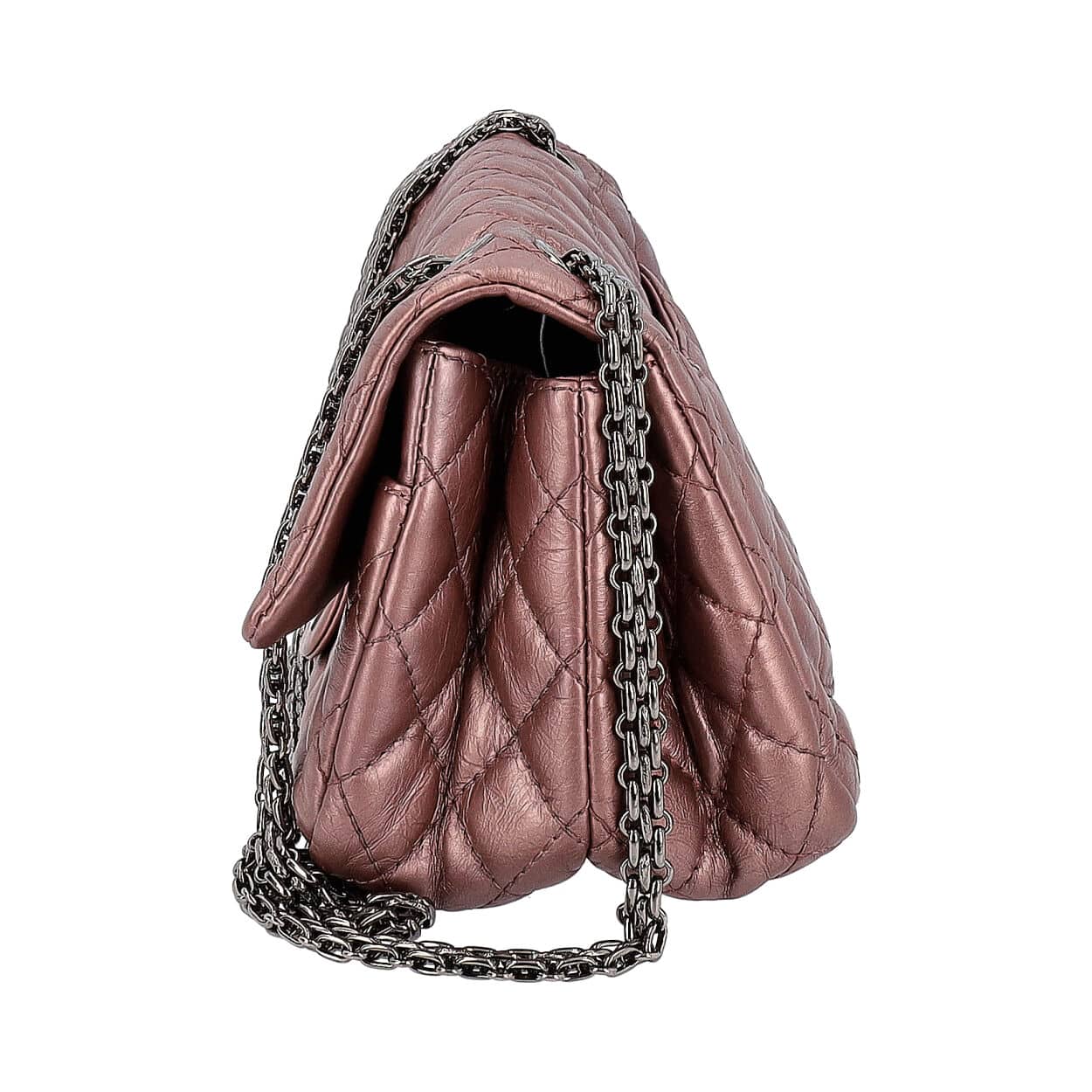 CHANEL Quilted Aged Reissue Double Compartments Shoulder Bag Rose Ash