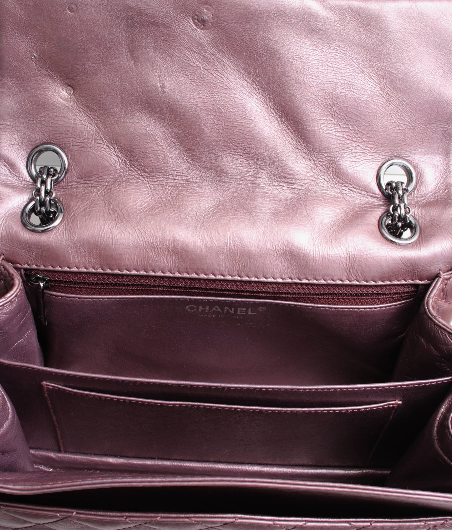CHANEL Quilted Aged Reissue Double Compartments Shoulder Bag Rose Ash