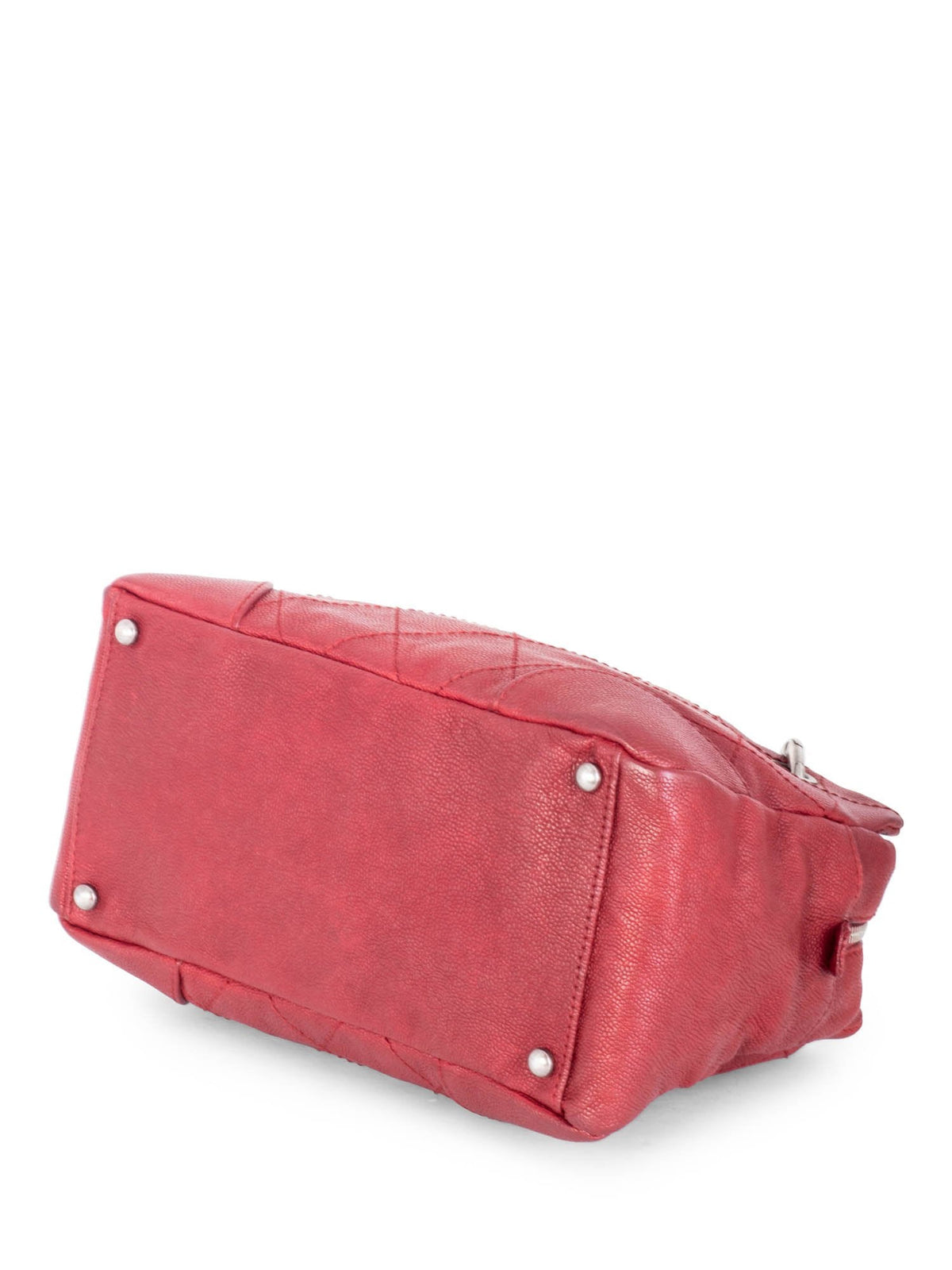 Chanel Quilted Caviar CC Logo Petit Shopper Bag Red
