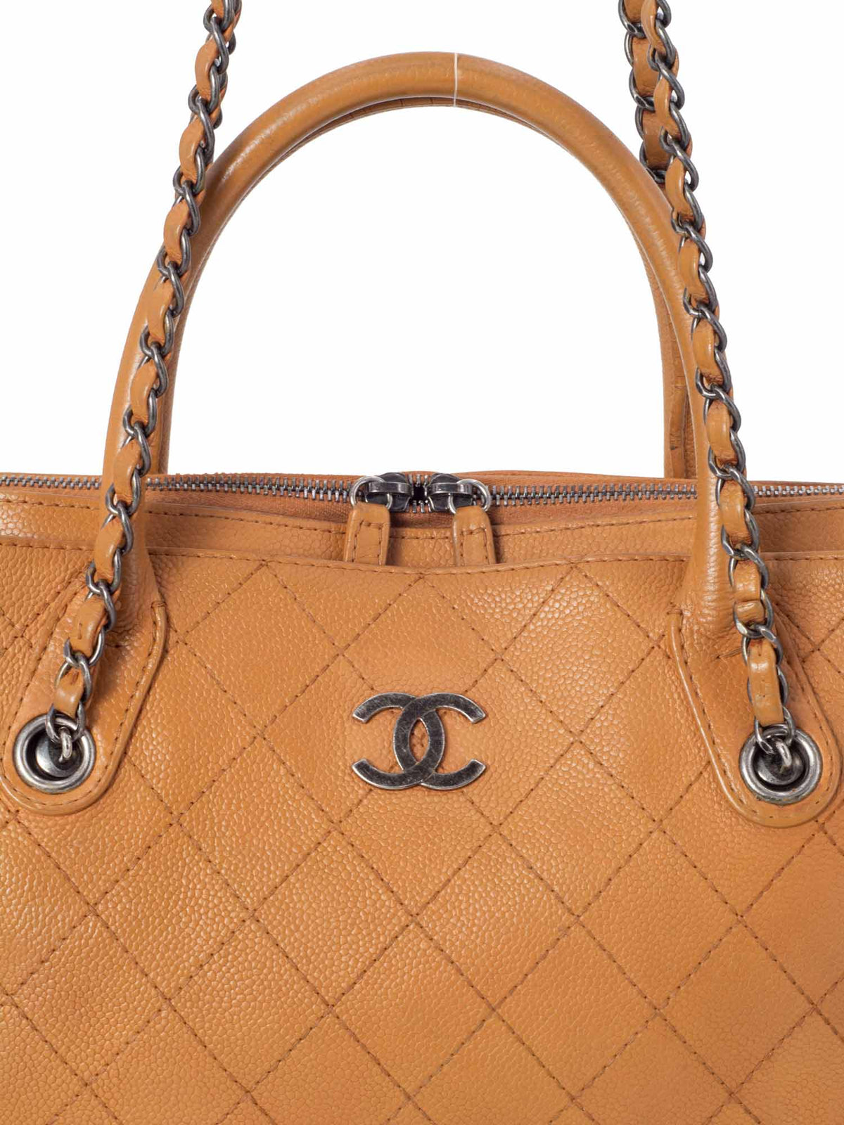Chanel Quilted Caviar CC Top Handle Bag Brown