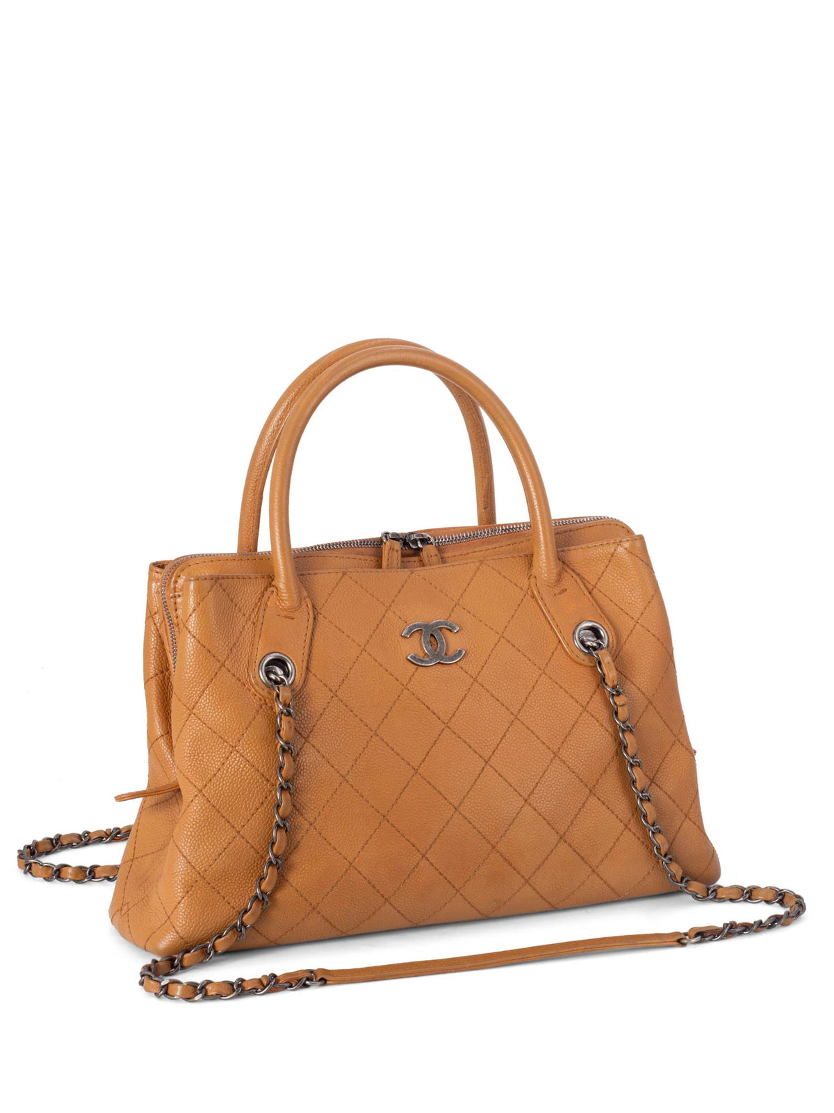 Chanel Quilted Caviar CC Top Handle Bag Brown