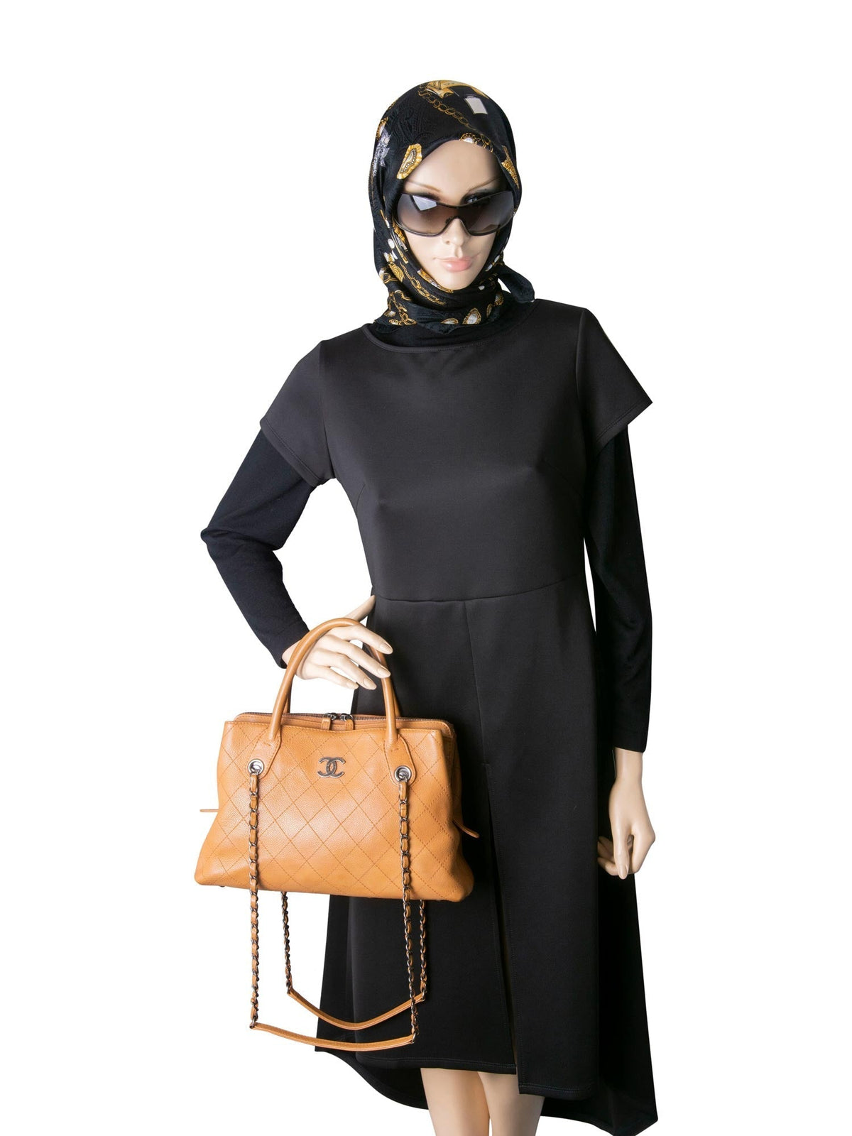 Chanel Quilted Caviar CC Top Handle Bag Brown