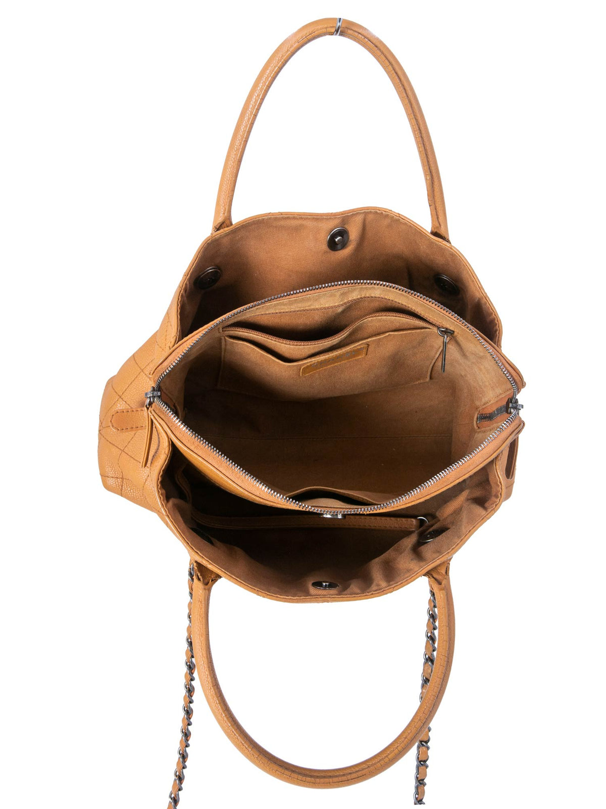 Chanel Quilted Caviar CC Top Handle Bag Brown