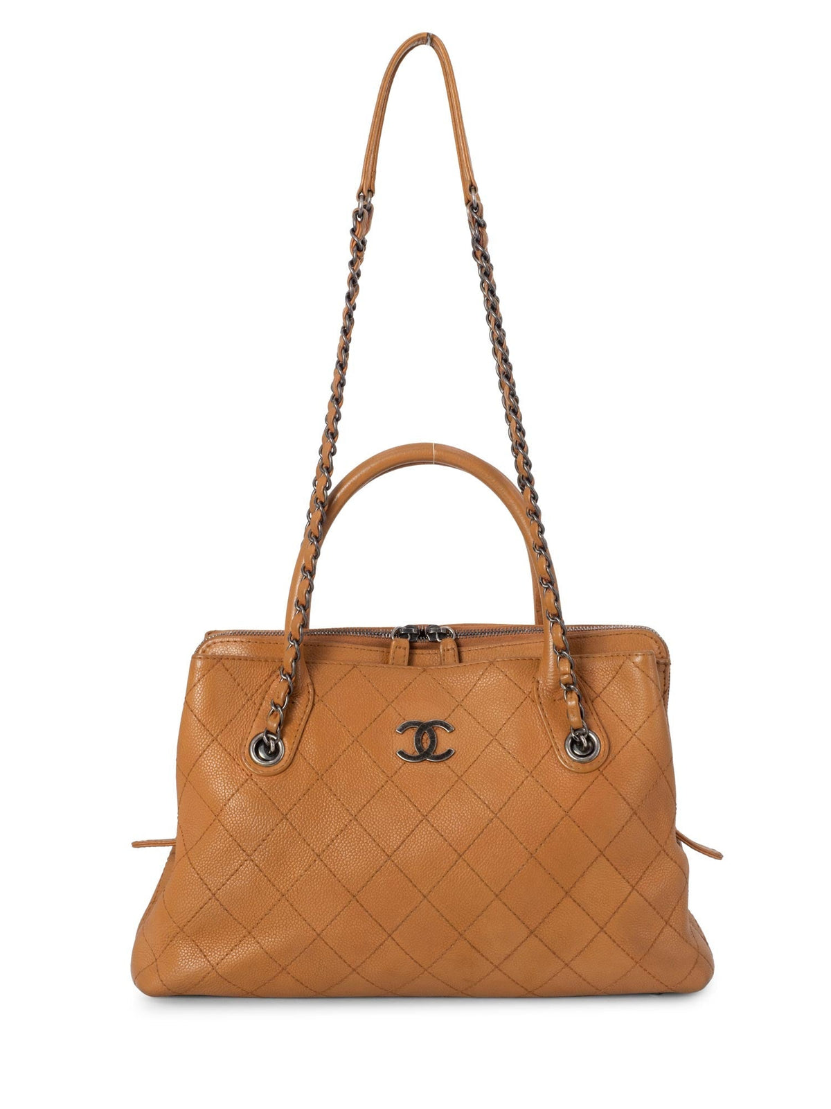 Chanel Quilted Caviar CC Top Handle Bag Brown